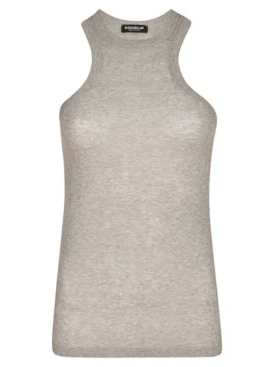 Dondup Cotton Fitted Tank Top In Grey