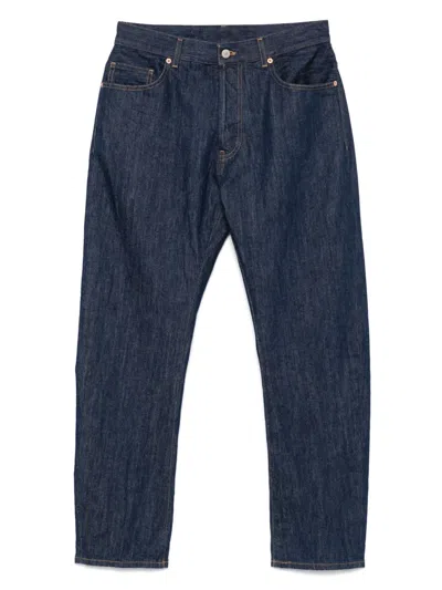 Dondup Five-pocket Jeans With Tapered Leg And Contrast Stitching In Blue