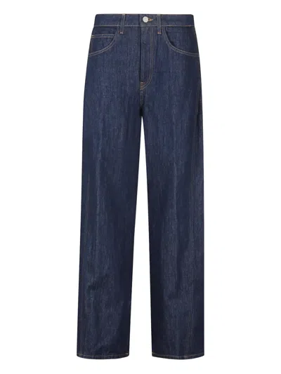 Dondup Denim Trousers Wide-leg Contrast Stitching In Blue