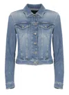 Dondup Denim Jacket With Long Sleeves And Collared Neck In Blue