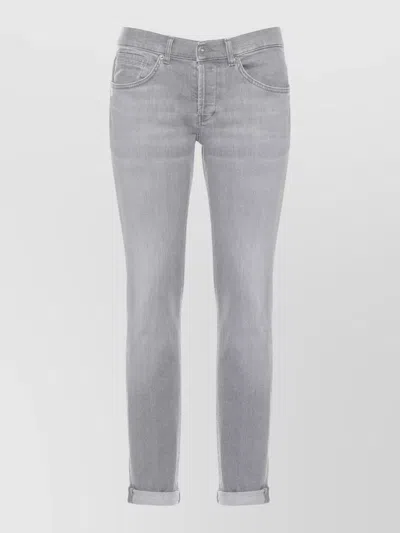 Dondup Cotton Straight Leg Pants Five Pockets In Gray