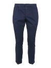 Dondup Cotton Straight Leg Trousers With Turn Ups In Blue
