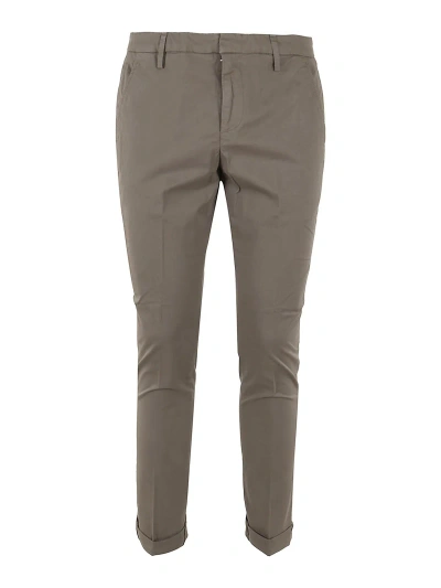 Dondup Cotton Straight Leg Trousers With Turn Ups In Light Grey
