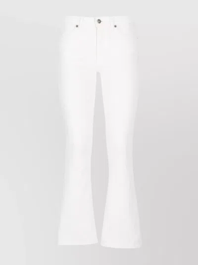 Dondup Cotton Straight Trousers Flared Leg In White