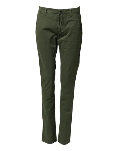 Pre-owned Dondup Cotton Stretch Skinny Chino Trouser Women's Pants () In Green