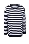 Dondup Cotton Pullover Sweater With Striped Pattern In Black