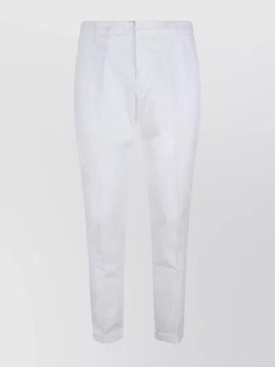 Dondup Cotton Tapered Leg Trousers Pockets In White