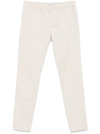 Dondup Cotton Tapered Trousers In Neutrals