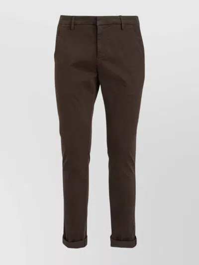 Dondup Cotton Trousers With Belt Loops And Pockets In Brown