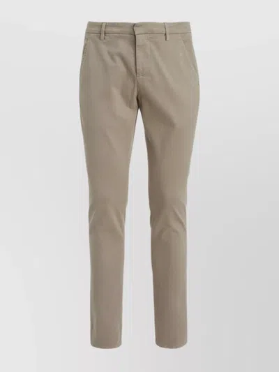 Dondup Cotton Trousers With Belt Loops And Pockets In Castoro