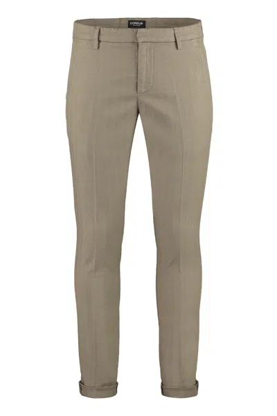 Dondup Cotton-linen Blend Chinos In Gray