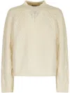 Dondup Cream Cable Knit Sweater With Textured Stitches In Neutral