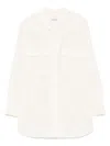 Dondup Relaxed Fit White Button-down Shirt With Chest Pockets In Neutral