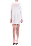 Dondup Cream Oversized Dress With High Neckline In White