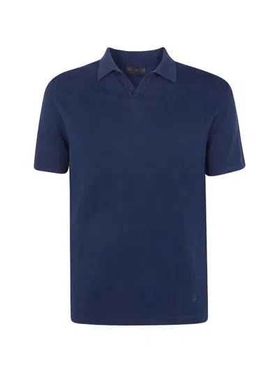 Dondup Crepe Cotton F.14 Regular Fit Polo Shirt In Blue