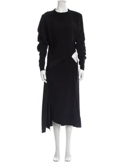 Pre-owned Dondup Crew Neck Midi Length Dress In Black