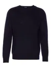 Dondup Crewneck Sweater With Ribbed Cuffs And Hem In Blue