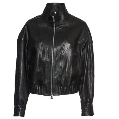 DONDUP DONDUP CROPPED BLACK BOMBER JACKET