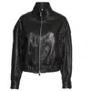 Shop Dondup Cropped Black Bomber Jacket