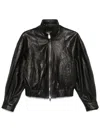 Dondup Black Slim Nappa Leather Bomber Jacket In Black