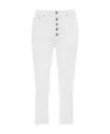 Dondup Cropped Cotton-blend Denim Jeans With Button Detailing In White