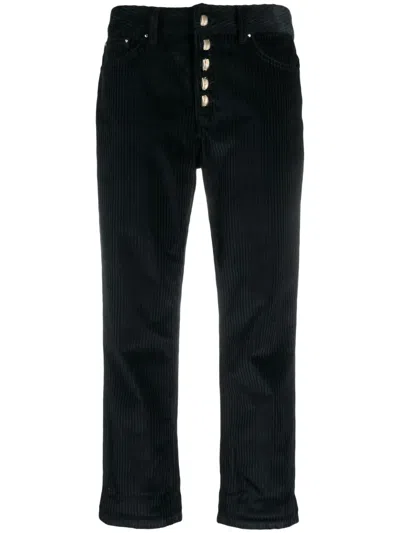 Dondup Cropped Corduroy Straight-leg Trousers In Blue