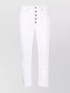 Dondup Cropped Cotton-blend Denim Jeans With Button Detailing In White