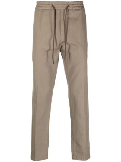 Dondup Cropped Cotton-blend Trousers In Brown