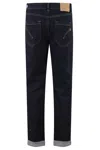 Dondup Cropped Dark Blue Denim Jeans With Jewel Button Closure In Black