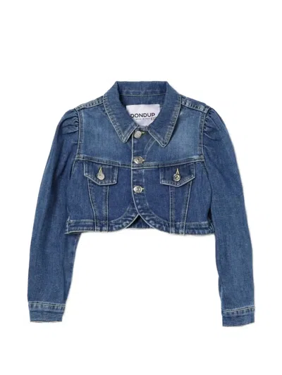 Dondup Kids' Cropped Denim Jacket In Blue