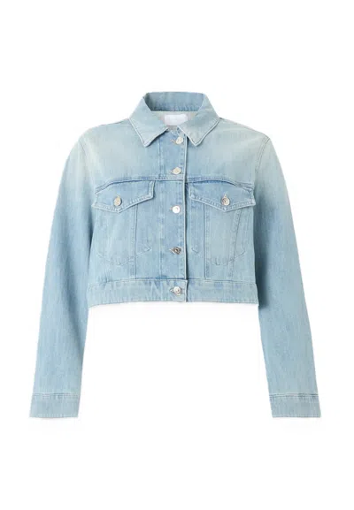 Dondup Cropped Denim Jacket With Classic Collar In Blue