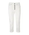 Dondup Cropped Cotton-blend Denim Jeans With Button Detailing In White