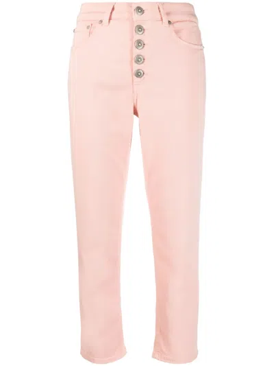 Dondup Cropped Dyed Tapered Jeans In Rosa