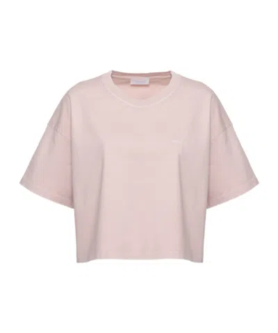 Dondup Embroidered Logo Cropped T-shirt In Pink