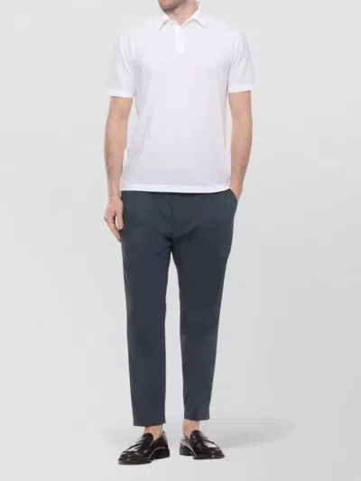 Dondup Cropped Pleated Cotton Trousers Belt Loops In Blue