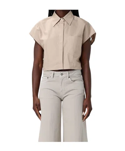 Dondup Cropped Shirt In Neutral