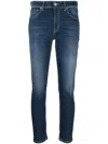 Dondup Cropped Denim Trousers In Blue