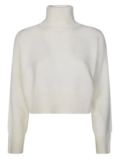 DONDUP DONDUP CROPPED SWEATER WITH HIGH TURTLENECK AND RIBBED DETAILING