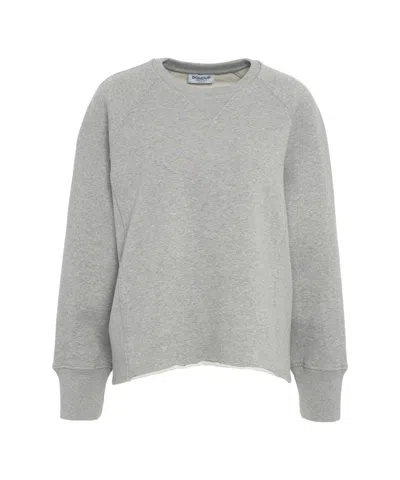 Dondup Cropped Sweatshirt With Classic Crew Neck And Raglan Sleeves In Gray