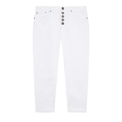 Dondup Cropped White Jeans With High-rise Waist