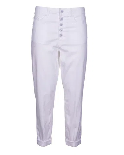 Dondup Cropped White Jeans With High-rise Waist