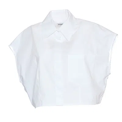 Dondup Cropped White Shirt With Lace Detailing