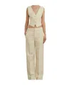 Dondup Reina Trousers In Viscose And Linen In Neutral