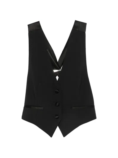 Dondup Crossover-back Waistcoat In Black