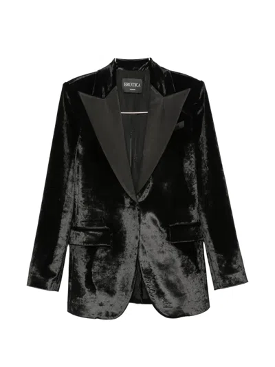 Dondup Crushed-velvet Peaked-lapels Blazer In Gray