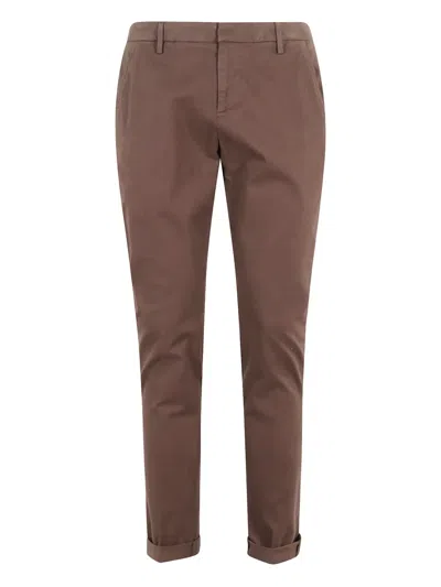 Dondup Cuffed-hem Chinos In Burgundy
