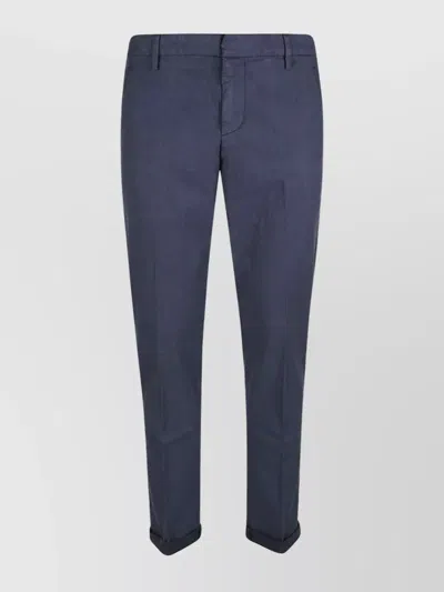 Dondup Cuffed Hem Stretch Cotton Trousers In Universo