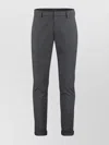 Dondup Cuffed Hem Stretch Cotton Trousers In Gray