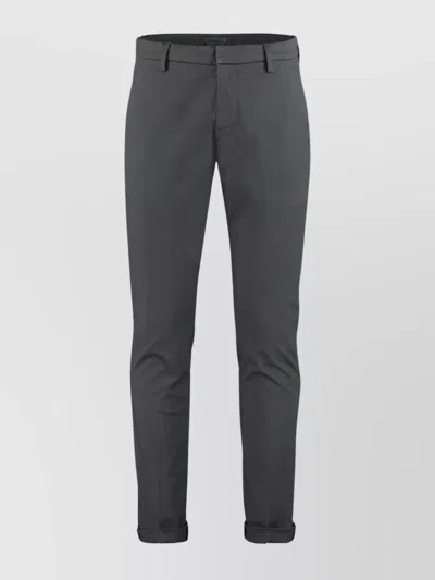 Dondup Cuffed Hem Stretch Cotton Trousers In Gray