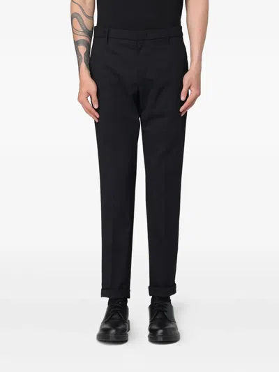 Dondup Trousers With Cuffed Hem And Front Crease In Blue